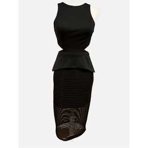 Mustard Seed Black Cutout Dress with Peplum Skirt Size XS